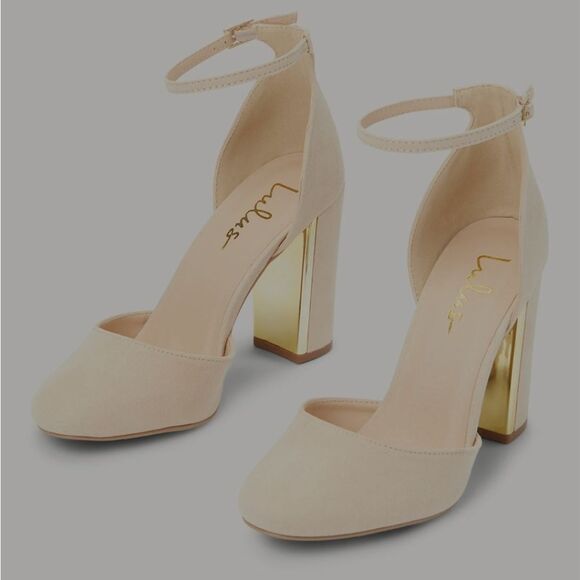 LULUS LAURA ATHLETICA CREAM AND GOLD BLOCK HEELS PUMP - Picture 10 of 16